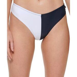 Tommy Hilfiger Womens Large Colorblock V-Cut Swim Bikini Bottoms Blue $58 1909